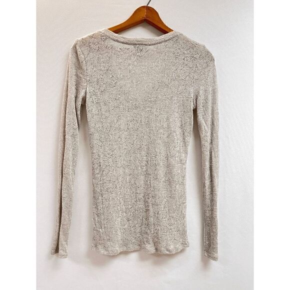 Express Womens Pullover Knit Fleece V neck Long Sleeve Top Gray Sz M - Picture 5 of 8